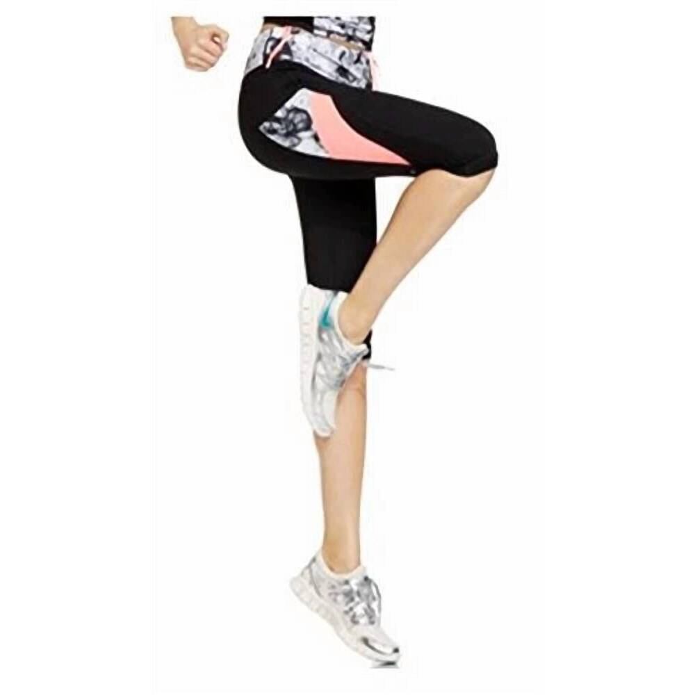 NEW ALFANI power blossom knee cropped length leggings in black